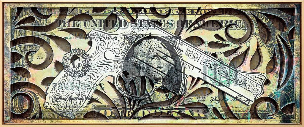 Stand and Deliver (Banknote) - Original by artist Kid-A - Wyecliffe Galleries