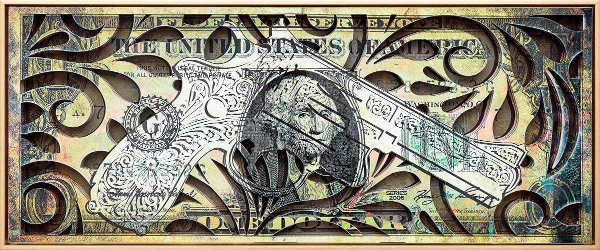 Stand and Deliver (Banknote) - Original by artist Kid-A - Wyecliffe Galleries