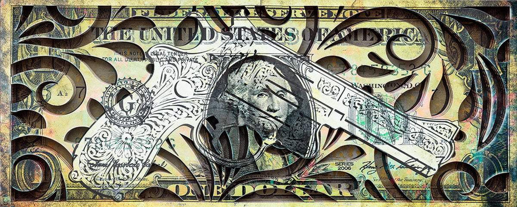 Stand and Deliver (Banknote) - Original by artist Kid-A - Wyecliffe Galleries