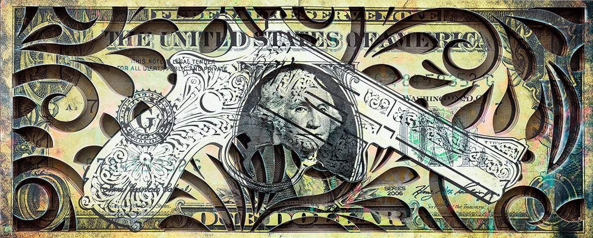 Stand and Deliver (Banknote) - Original by artist Kid-A - Wyecliffe Galleries