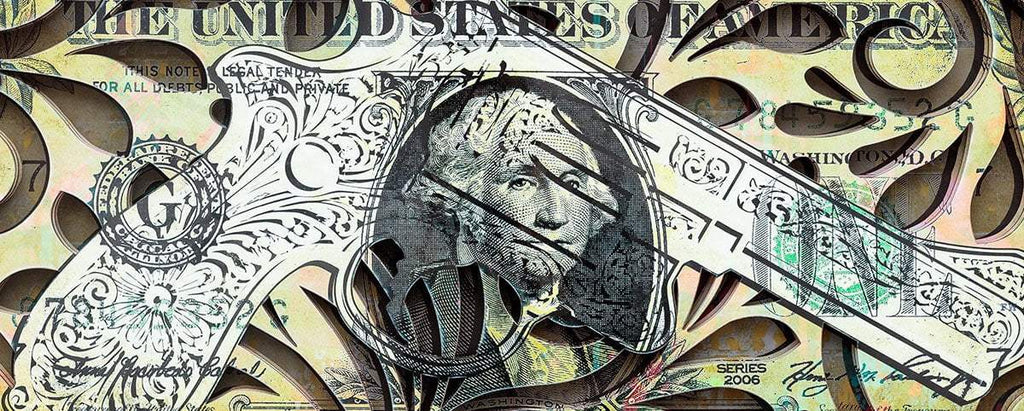 Stand and Deliver (Banknote) - Original by artist Kid-A - Wyecliffe Galleries