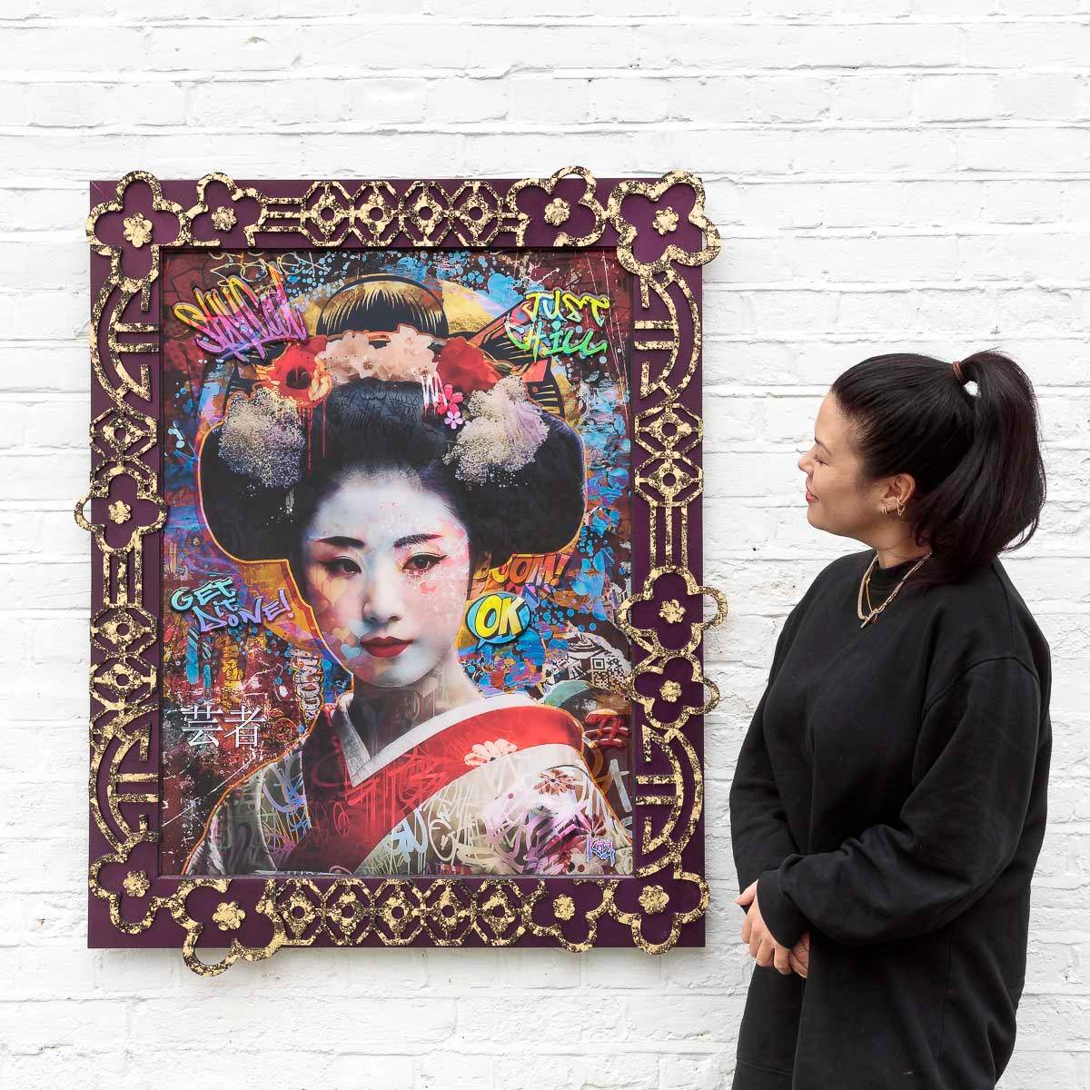 Flower Town - Original - SOLD by artist Kid-A - Wyecliffe Galleries