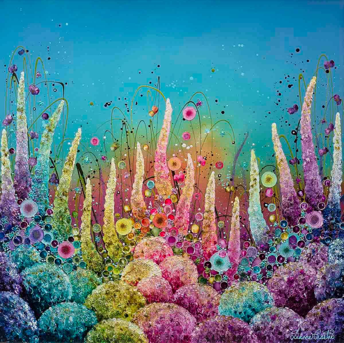 Field of Blooms - Original by artist Leanne Christie - Wyecliffe Galleries