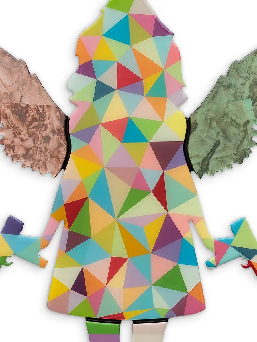 Angel Cake Green & Rose Wings Miniature Wall Sculpture - Original - SOLD by artist Lhouette - Wyecliffe Galleries