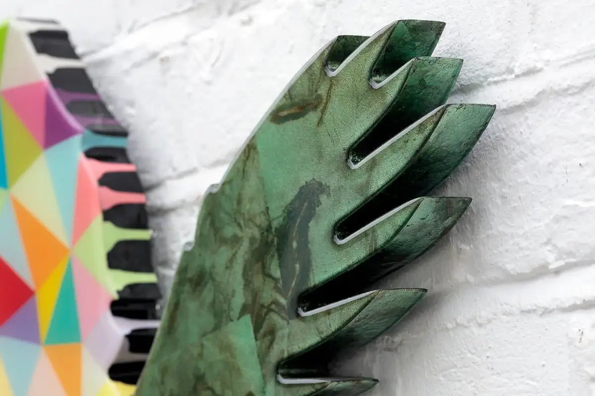 Angel Cake Green & Rose Wings Miniature Wall Sculpture - Original - SOLD by artist Lhouette - Wyecliffe Galleries