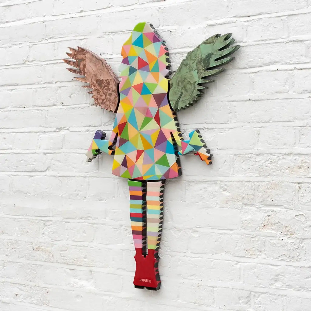 Angel Cake Green & Rose Wings Miniature Wall Sculpture - Original - SOLD by artist Lhouette - Wyecliffe Galleries