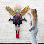 Angel Cake Large Confetti/Striped Wall Sculpture - Original by artist Lhouette - Wyecliffe Galleries