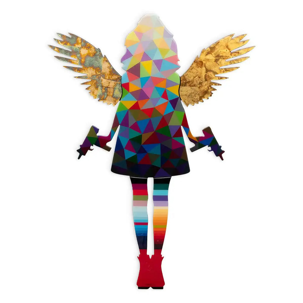 Angel Cake Large Confetti/Striped Wall Sculpture - Original by artist Lhouette - Wyecliffe Galleries