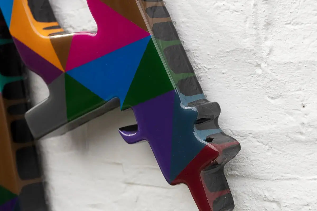 Angel Cake Large Confetti/Striped Wall Sculpture - Original by artist Lhouette - Wyecliffe Galleries