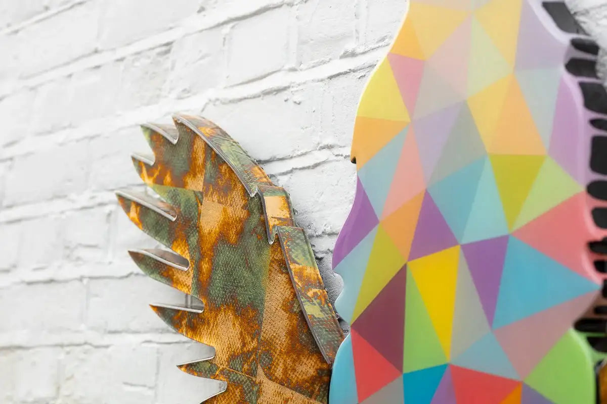 Angel Cake Large Confetti/Striped Wall Sculpture - Original by artist Lhouette - Wyecliffe Galleries