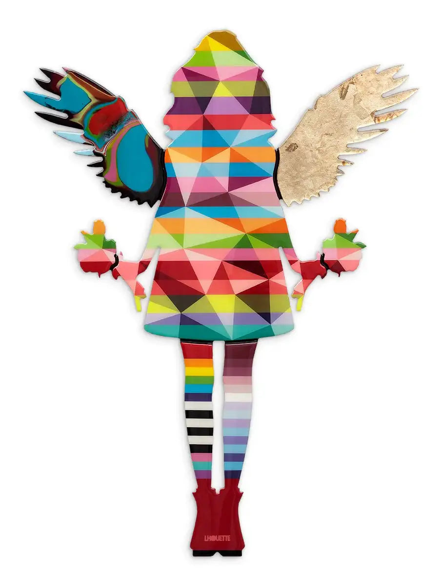 Angel Cake - Marble Wing Striped Geo Miniature - Original - SOLD by artist Lhouette - Wyecliffe Galleries