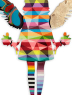 Angel Cake - Marble Wing Striped Geo Miniature - Original - SOLD by artist Lhouette - Wyecliffe Galleries