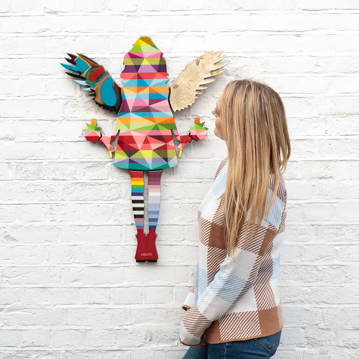 Angel Cake - Marble Wing Striped Geo Miniature - Original - SOLD by artist Lhouette - Wyecliffe Galleries