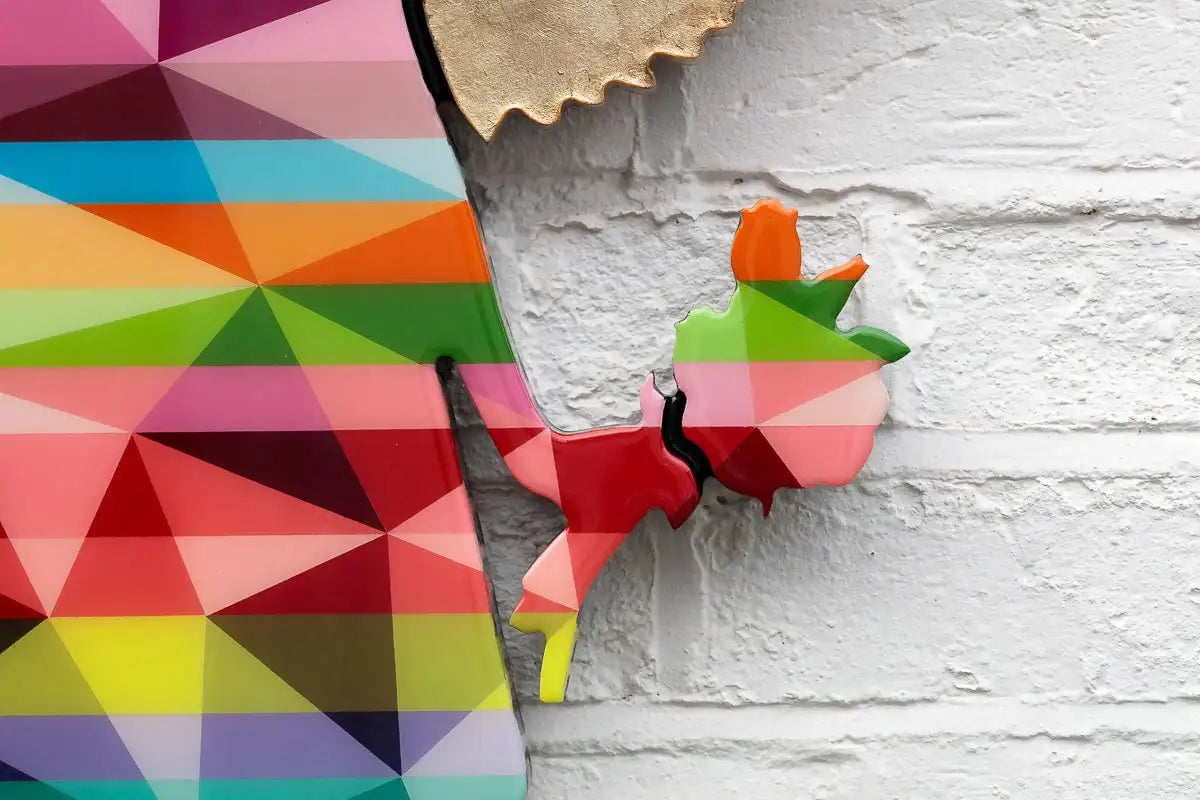 Angel Cake - Marble Wing Striped Geo Miniature - Original - SOLD by artist Lhouette - Wyecliffe Galleries