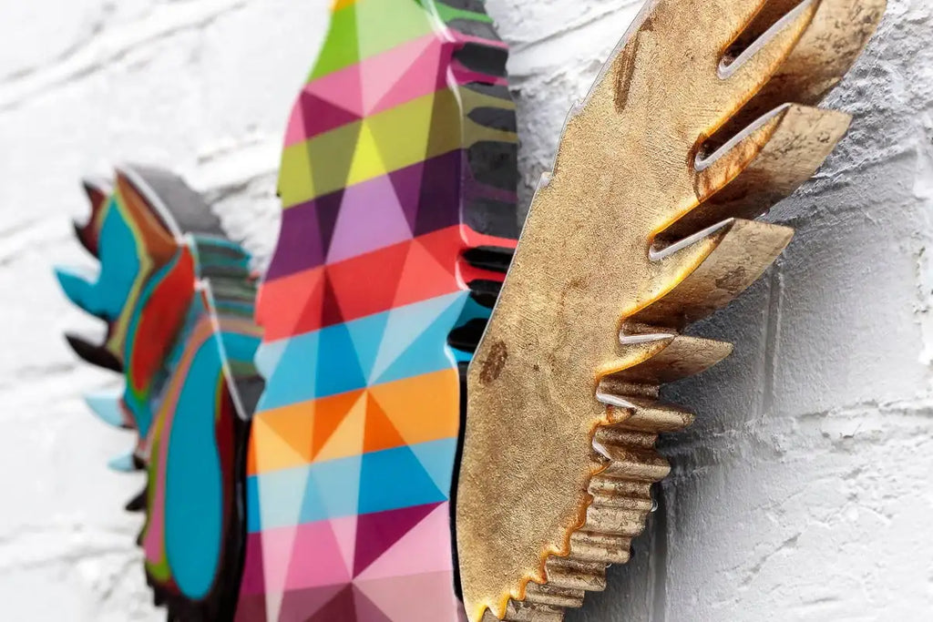 Angel Cake - Marble Wing Striped Geo Miniature - Original - SOLD by artist Lhouette - Wyecliffe Galleries