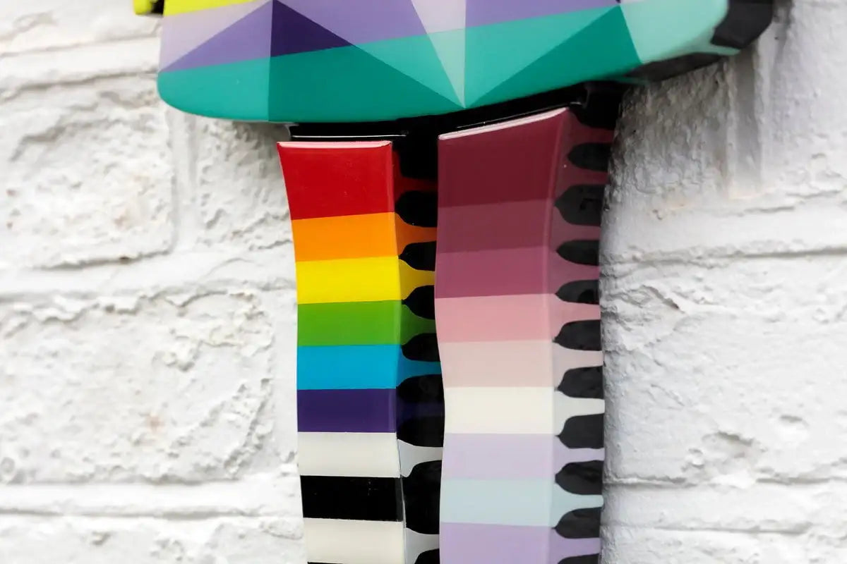 Angel Cake - Marble Wing Striped Geo Miniature - Original - SOLD by artist Lhouette - Wyecliffe Galleries