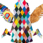 Angel Cake - Medium Diamond Patchwork - Original - SOLD by artist Lhouette - Wyecliffe Galleries