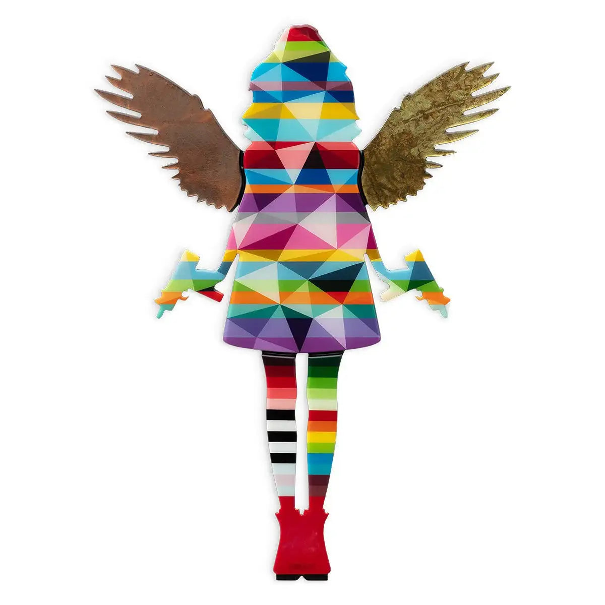 Angel Cake Mini Geometric Striped Wall Sculpture - Original - SOLD by artist Lhouette - Wyecliffe Galleries