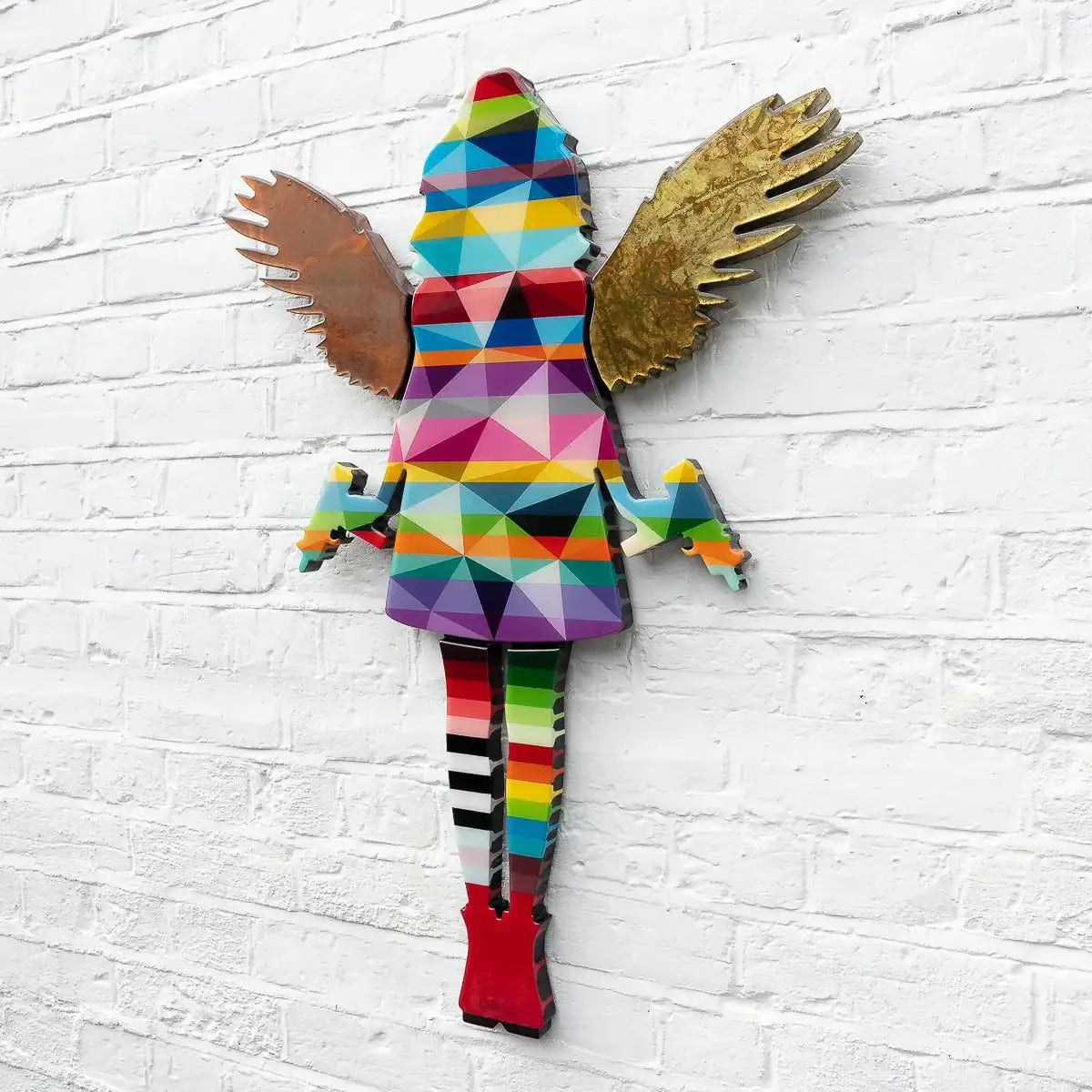 Angel Cake Mini Geometric Striped Wall Sculpture - Original - SOLD by artist Lhouette - Wyecliffe Galleries