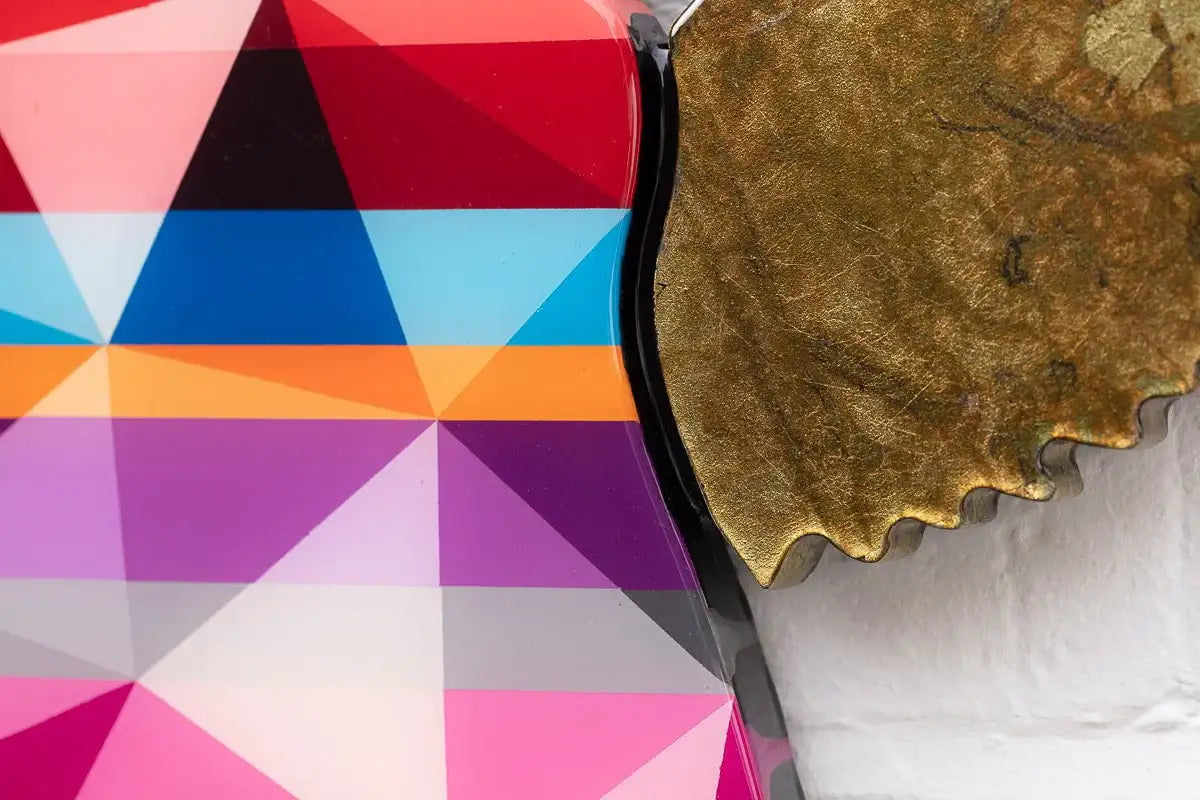 Angel Cake Mini Geometric Striped Wall Sculpture - Original - SOLD by artist Lhouette - Wyecliffe Galleries