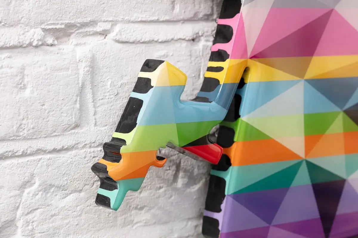 Angel Cake Mini Geometric Striped Wall Sculpture - Original - SOLD by artist Lhouette - Wyecliffe Galleries