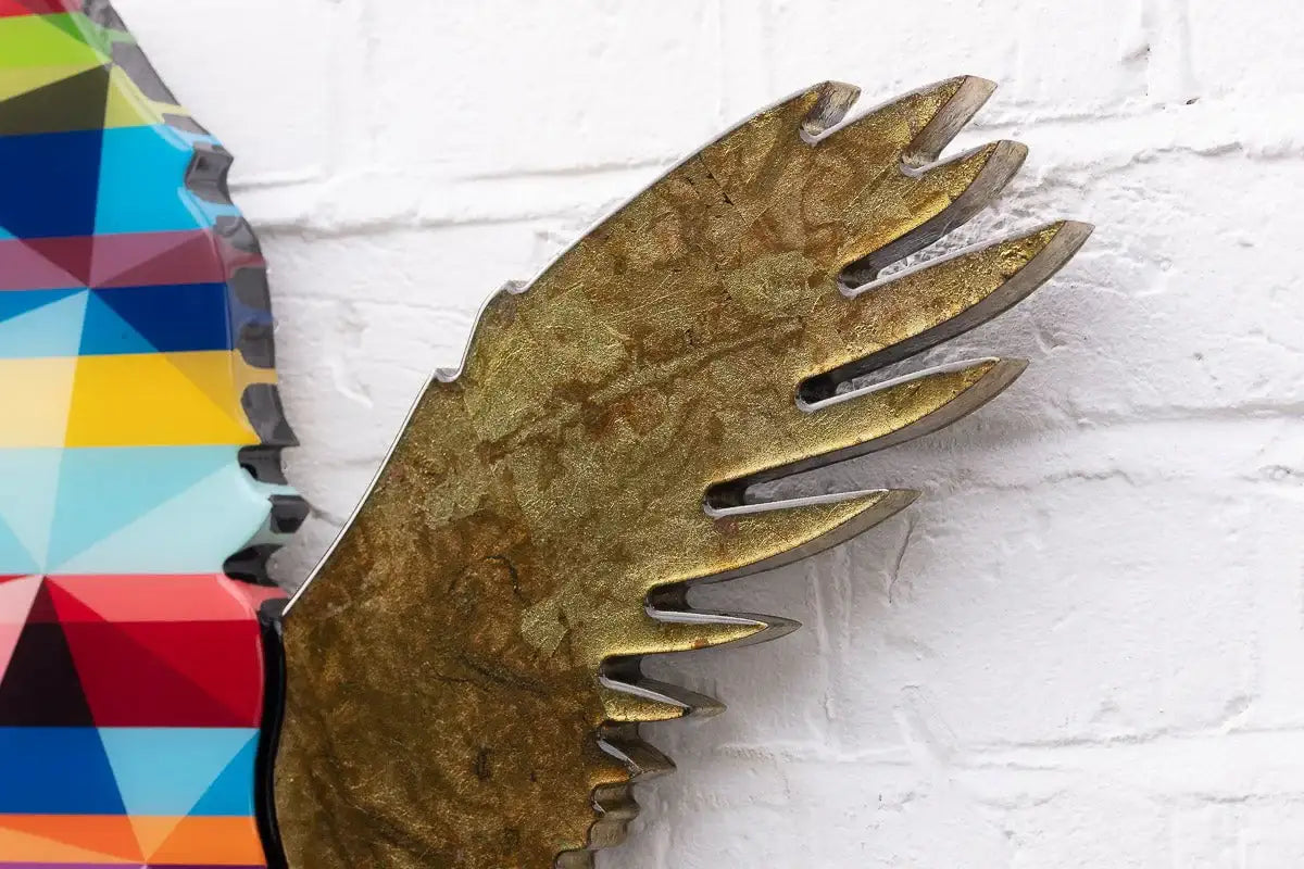 Angel Cake Mini Geometric Striped Wall Sculpture - Original - SOLD by artist Lhouette - Wyecliffe Galleries