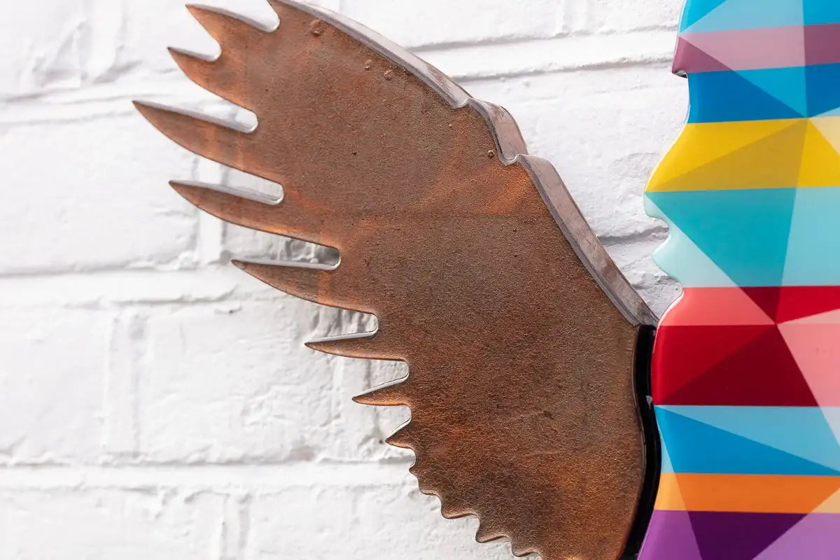 Angel Cake Mini Geometric Striped Wall Sculpture - Original - SOLD by artist Lhouette - Wyecliffe Galleries