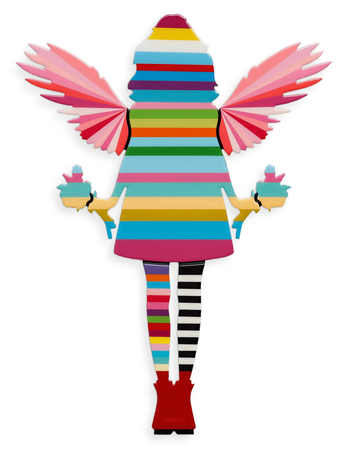 Angel Cake - Mini Striped Wall Sculpture - Original by artist Lhouette - Wyecliffe Galleries