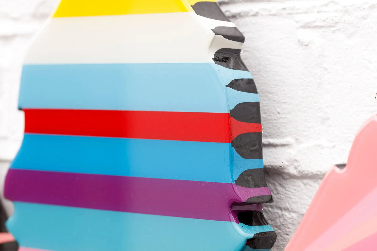 Angel Cake - Mini Striped Wall Sculpture - Original by artist Lhouette - Wyecliffe Galleries