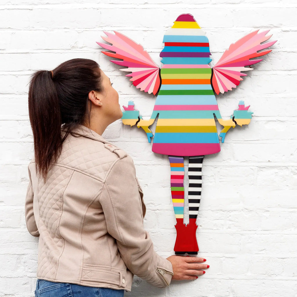 Angel Cake - Mini Striped Wall Sculpture - Original by artist Lhouette - Wyecliffe Galleries