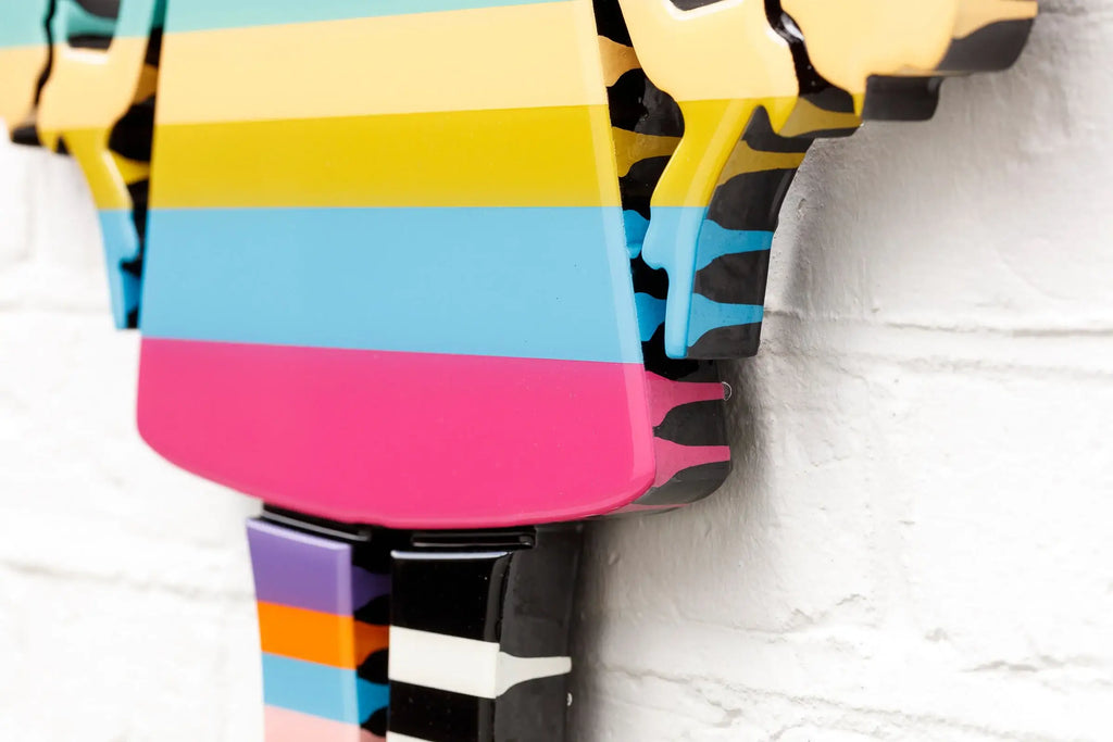 Angel Cake - Mini Striped Wall Sculpture - Original by artist Lhouette - Wyecliffe Galleries