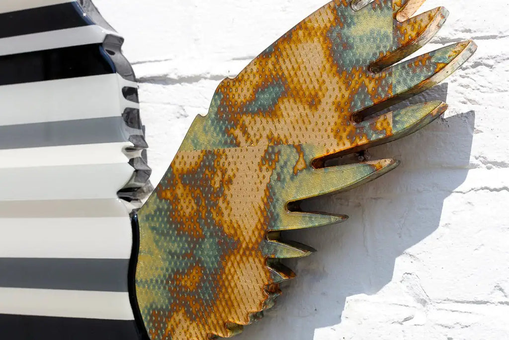 Angel Cake Striped Grey & Acid Miniature Wall Sculpture - Original - SOLD by artist Lhouette - Wyecliffe Galleries