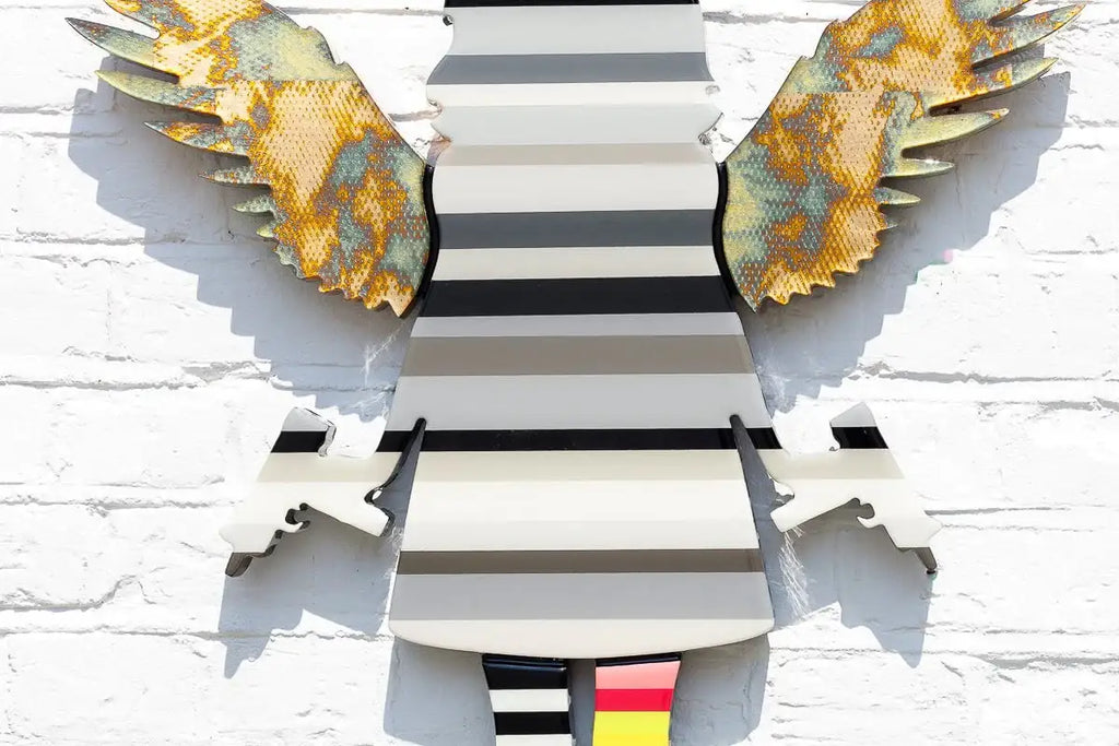 Angel Cake Striped Grey & Acid Miniature Wall Sculpture - Original - SOLD by artist Lhouette - Wyecliffe Galleries