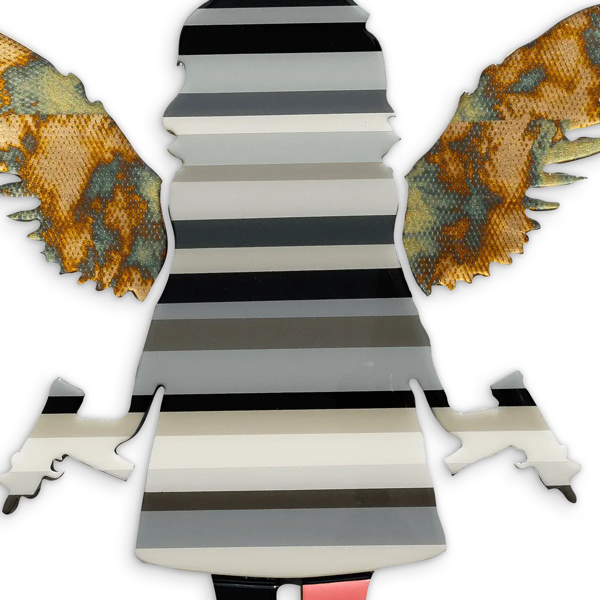 Angel Cake Striped Grey & Acid Miniature Wall Sculpture - Original - SOLD by artist Lhouette - Wyecliffe Galleries