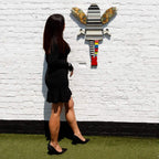 Angel Cake Striped Grey & Acid Miniature Wall Sculpture - Original - SOLD by artist Lhouette - Wyecliffe Galleries