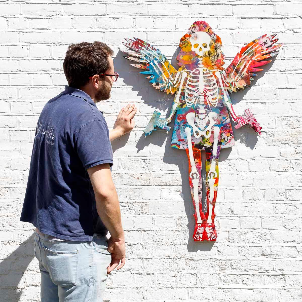 Angel Cake SkeLhouette - Original Wall Sculpture - SOLD by artist Lhouette - Wyecliffe Galleries