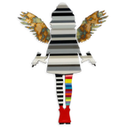 Angel Cake Striped Grey & Acid Miniature Wall Sculpture - Original - SOLD by artist Lhouette - Wyecliffe Galleries