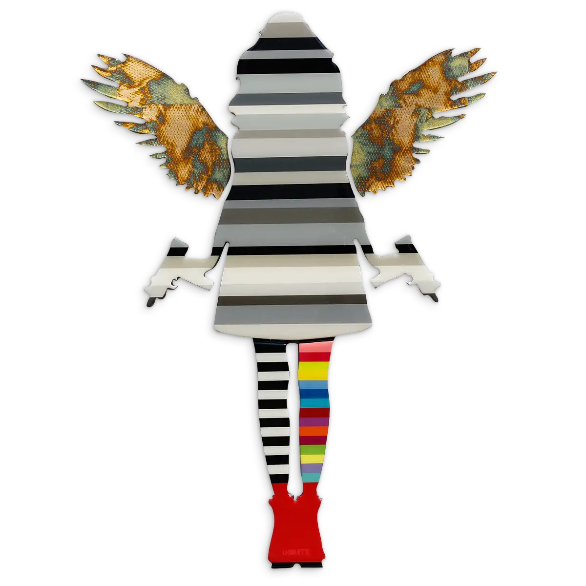 Angel Cake Striped Grey & Acid Miniature Wall Sculpture - Original - SOLD by artist Lhouette - Wyecliffe Galleries