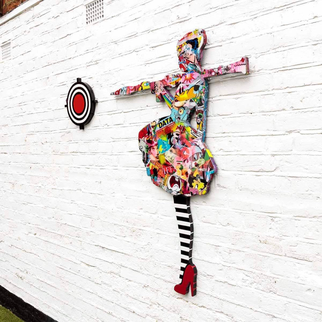 Bazooka Jo - Medium Paste-Up With Stripes - Original Sculpture - SOLD by artist Lhouette - Wyecliffe Galleries