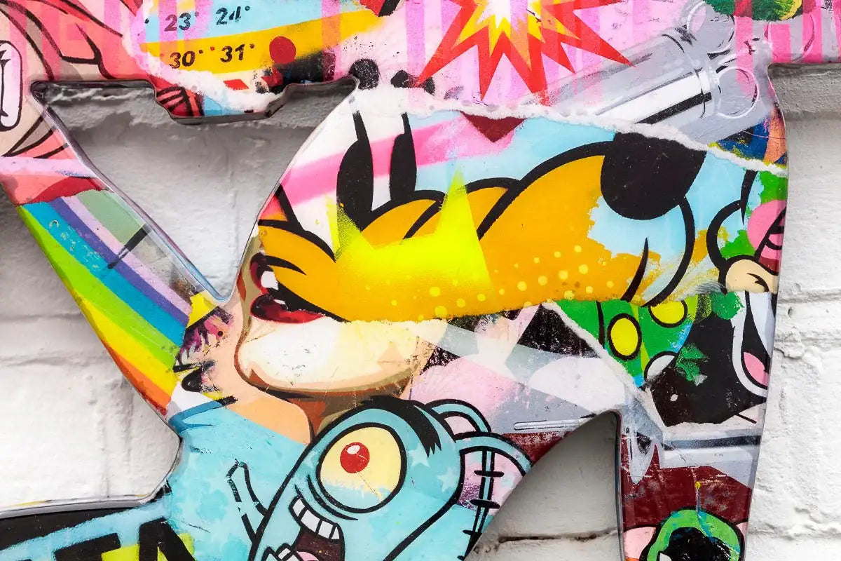 Bazooka Jo - Medium Paste-Up With Stripes - Original Sculpture - SOLD by artist Lhouette - Wyecliffe Galleries