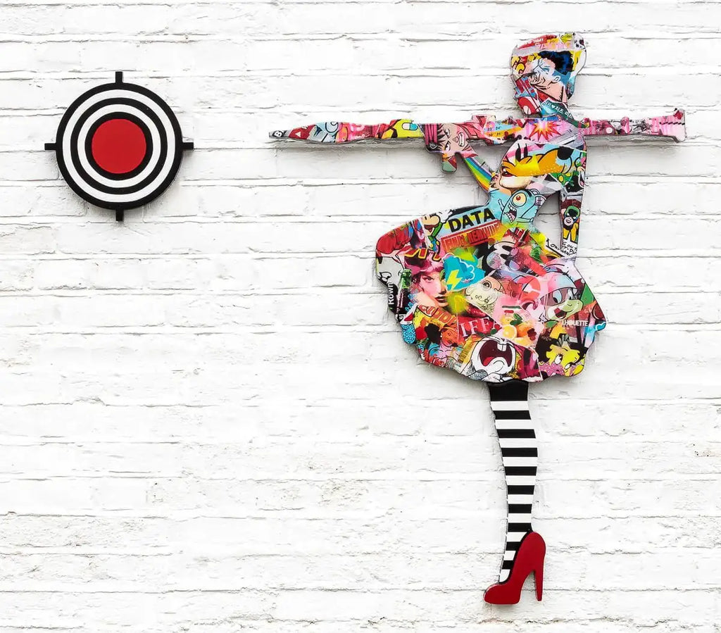 Bazooka Jo - Medium Paste-Up With Stripes - Original Sculpture - SOLD by artist Lhouette - Wyecliffe Galleries