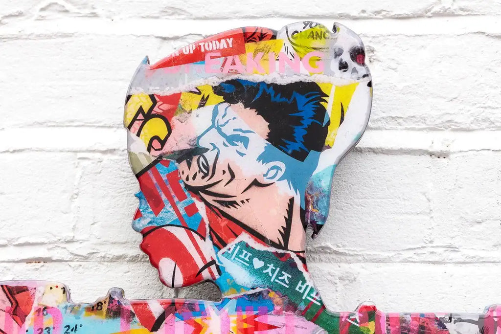 Bazooka Jo - Medium Paste-Up With Stripes - Original Sculpture - SOLD by artist Lhouette - Wyecliffe Galleries