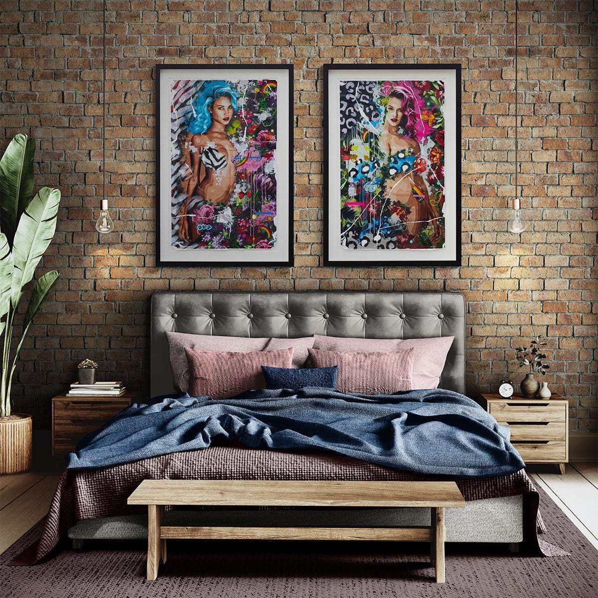 Beautiful Species, Blue and Pink - Matching Edition SET by artist Lhouette - Wyecliffe Galleries