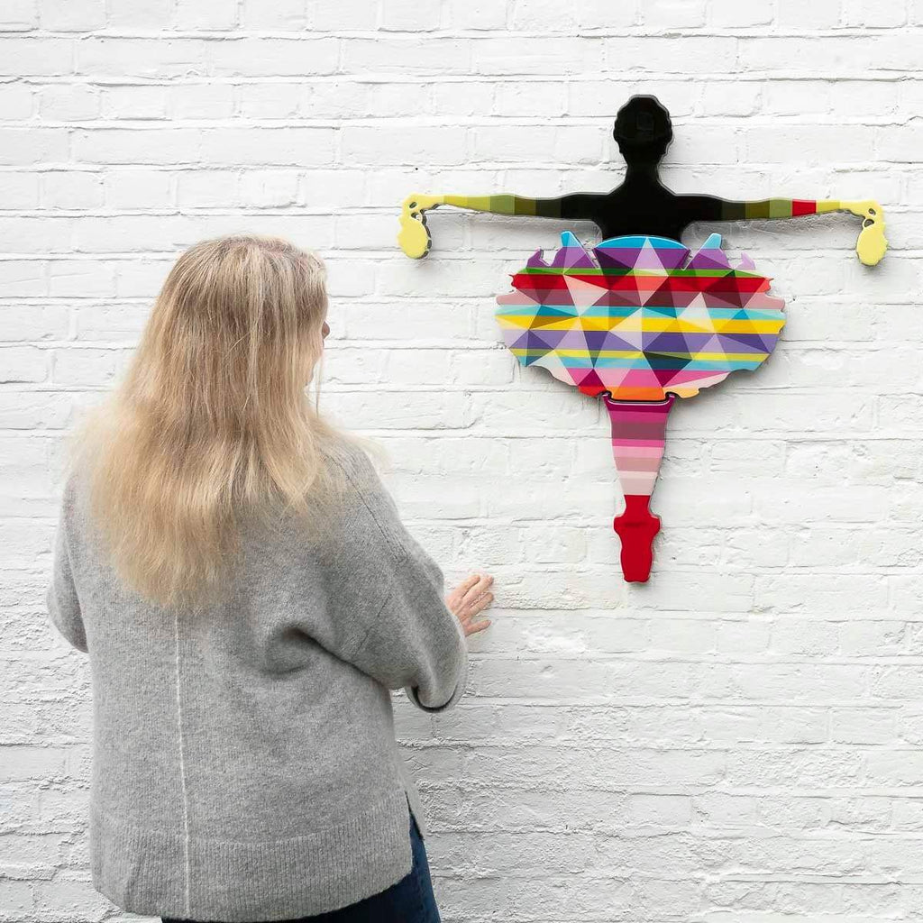 Drop The Bomb Geometric & Striped Miniature Wall Sculpture - Original - SOLD by artist Lhouette - Wyecliffe Galleries