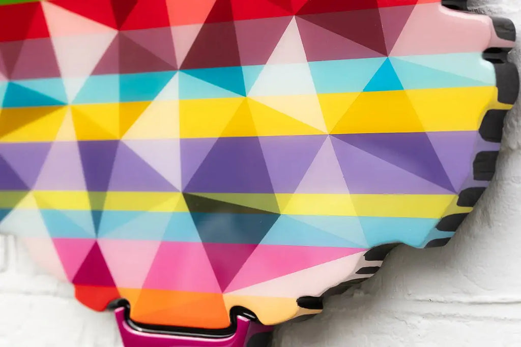 Drop The Bomb Geometric & Striped Miniature Wall Sculpture - Original - SOLD by artist Lhouette - Wyecliffe Galleries