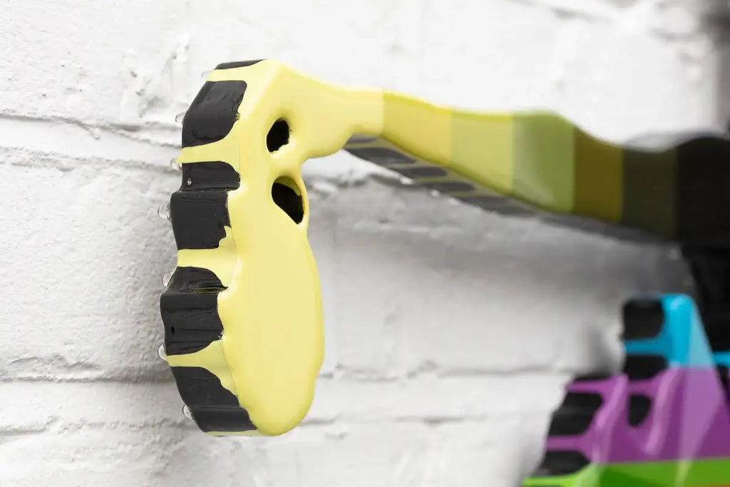 Drop The Bomb Geometric & Striped Miniature Wall Sculpture - Original - SOLD by artist Lhouette - Wyecliffe Galleries