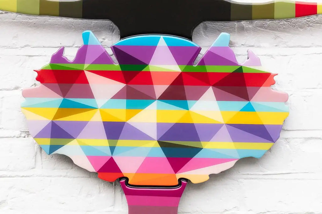 Drop The Bomb Geometric & Striped Miniature Wall Sculpture - Original - SOLD by artist Lhouette - Wyecliffe Galleries