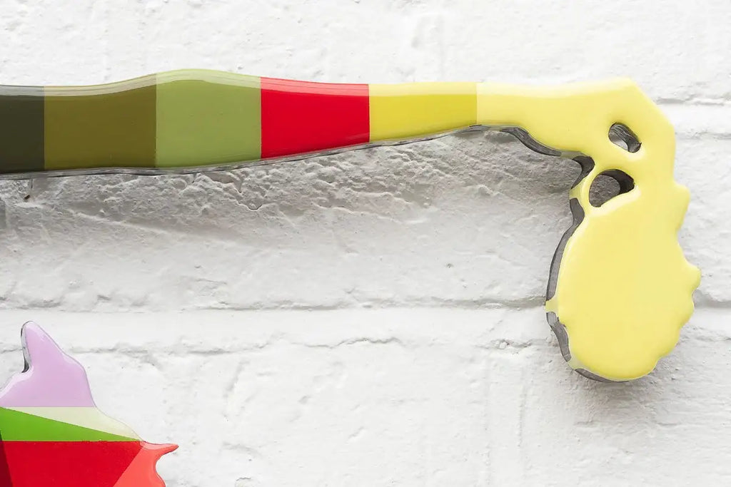 Drop The Bomb Geometric & Striped Miniature Wall Sculpture - Original - SOLD by artist Lhouette - Wyecliffe Galleries