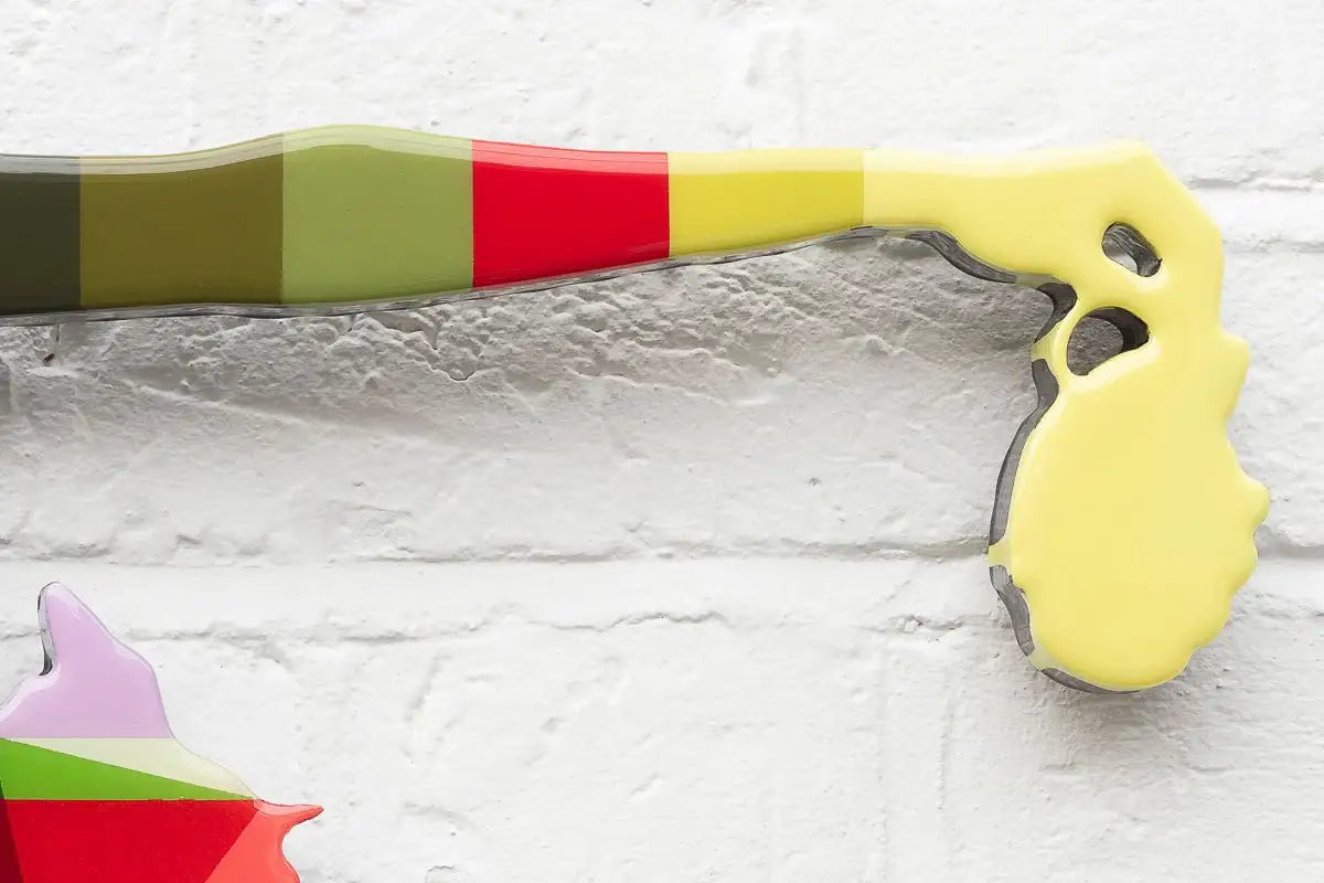 Drop The Bomb Geometric & Striped Miniature Wall Sculpture - Original - SOLD by artist Lhouette - Wyecliffe Galleries