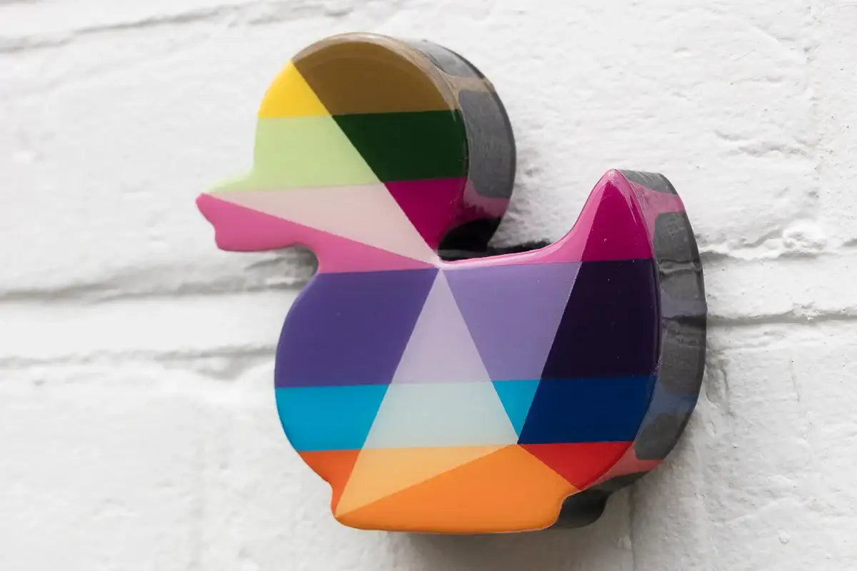 Duck Hunt Geometric & Striped - 4 Piece Miniature Wall Sculpture - Original - SOLD by artist Lhouette - Wyecliffe Galleries